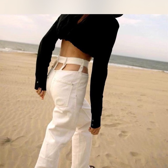 Maison Margiela wide leg cut-out white denim jeans Size 42 - Picture 1 of 5